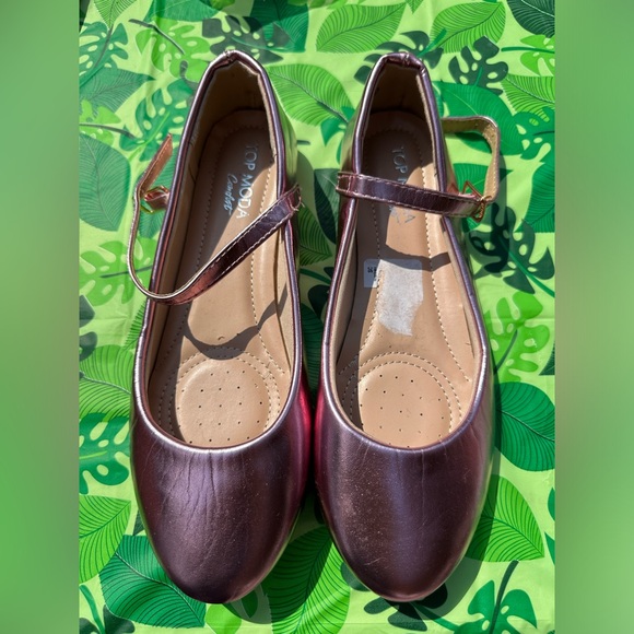 🎄SALE🎁 Top Moda Mary Jane Flats Metallic Purple/Pink Size 8 - Picture 2 of 3